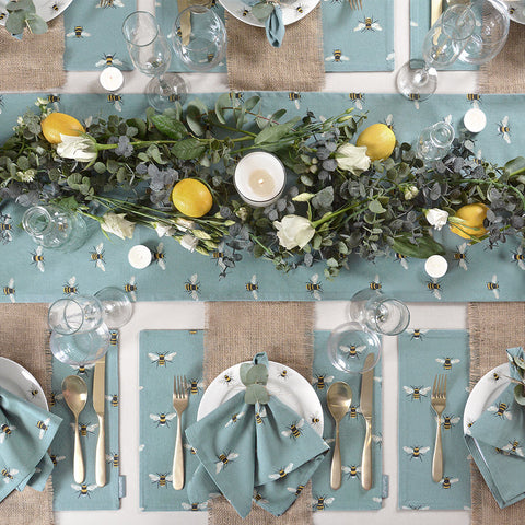 Sophie Allport Napkins - Set Of 4 - Bees - Teal