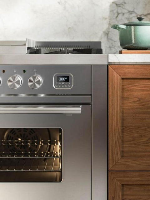 Ilve 90cm Roma 2 Zone Induction with 4 Gas Burners Single Oven Dual Fuel Range Cooker