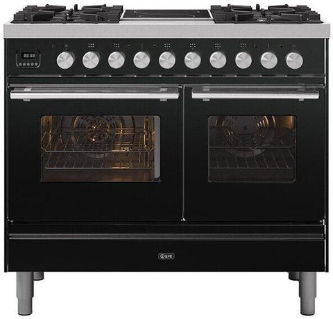 Ilve 90cm Roma 2 Zone Induction with 4 Gas Burners Double Oven Dual Fuel Range Cooker