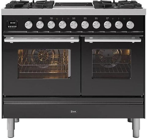 Ilve 90cm Roma 2 Zone Induction with 4 Gas Burners Double Oven Dual Fuel Range Cooker