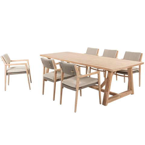 4 Season Outdoor Julia Dining set with Noah 260cm Brushed Teak Table