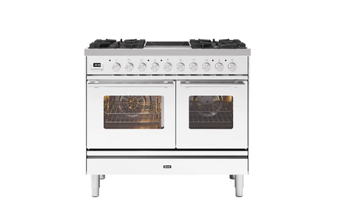 Ilve Roma 100cm  4 Gas Burners and 2 Zone Induction Double Oven Dual Fuel Range Cooker