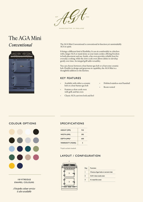 AGA Mini Cast Iron Dual Fuel with Gas Hob