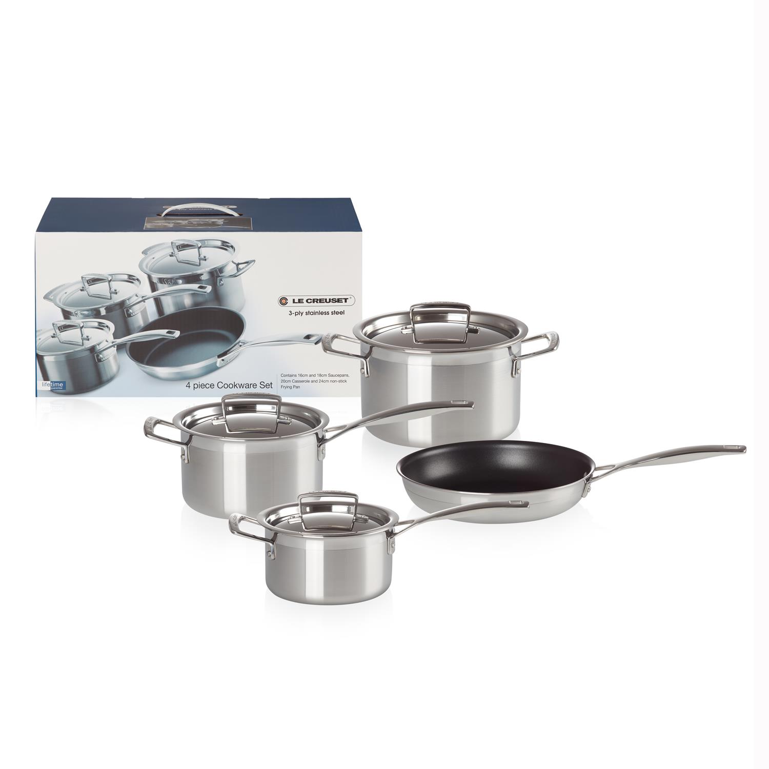 Le Creuset 3Ply Stainless Steel 4 Piece Cookware Set Diss Ironworks