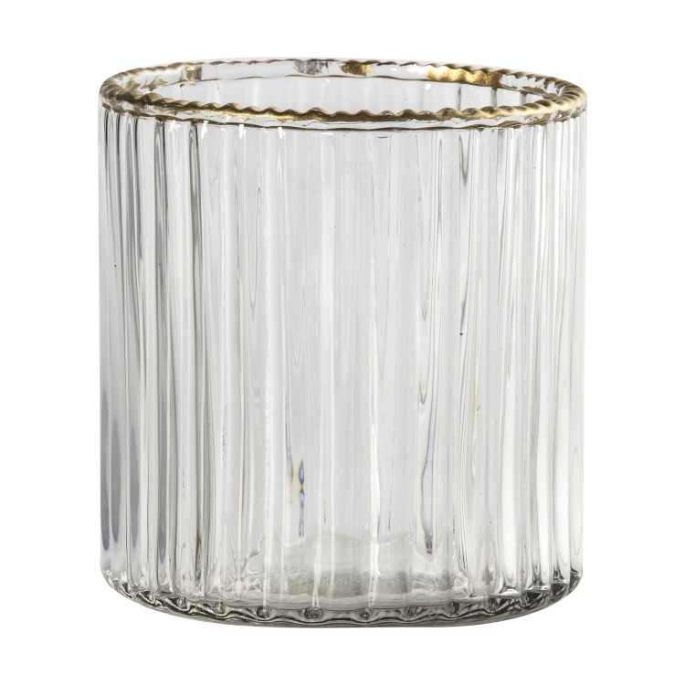 Fluted Candle Holder Glass and Gold - Diss Ironworks
